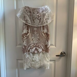 Showpo Cream Lace Dress